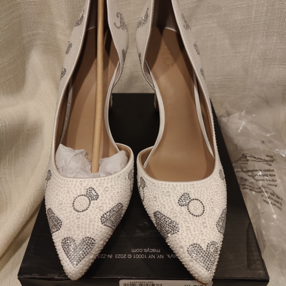 INC International Concepts White and Silver Heels
